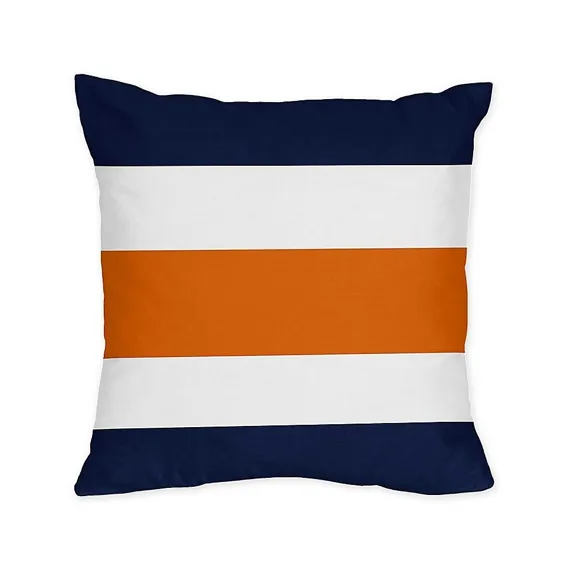 Sweet Jojo Designs Navy And Stripe Stripe Throw بالش (مجموعه ای از 2) نارنجی / سفید