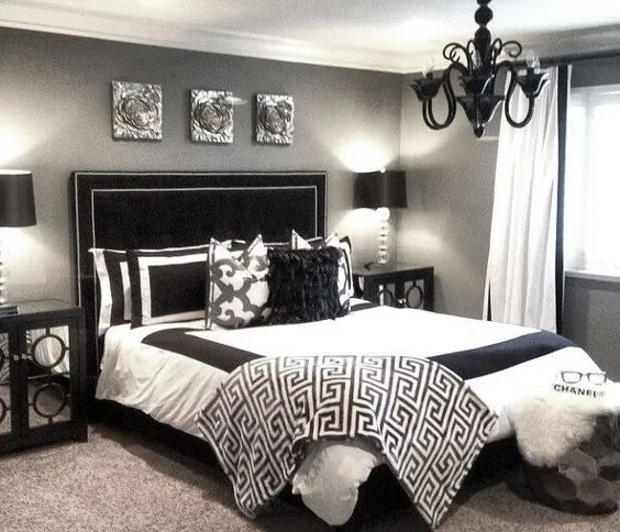دکوراسیون زیبای اتاق خواب سیاه و سفید