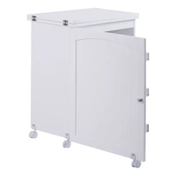 میز قفسه های تاشو سفید تاشو Giantex قفسه های کابینت ذخیره سازی مبلمان خانگی W / چرخ