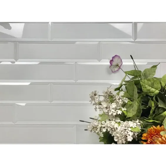 Abolos Frosted Elegance 42-Pack White / Gloss 3-in x 12-in Glass Glossy Glass Metro Peel-and-stick کاشی دیواری Lowes.com