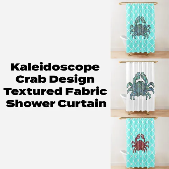 پرده دوش پارچه ای بافت دار Kaleidoscope Crab Design |  اتسی