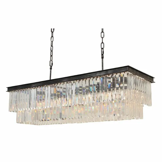 Gordonsville 8 - Light Unique / Statement Square / مستطیل لوستر با لهجه های کریستال