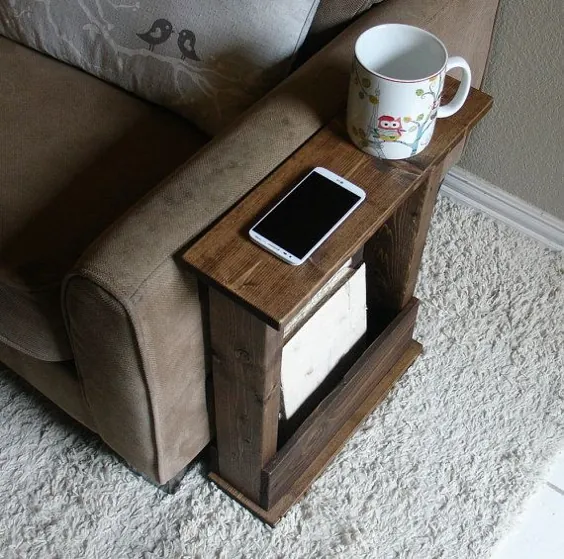 میز استراحتگاه بازوی صندلی مبل با جیب ذخیره سازی برای مجلات از راه دور