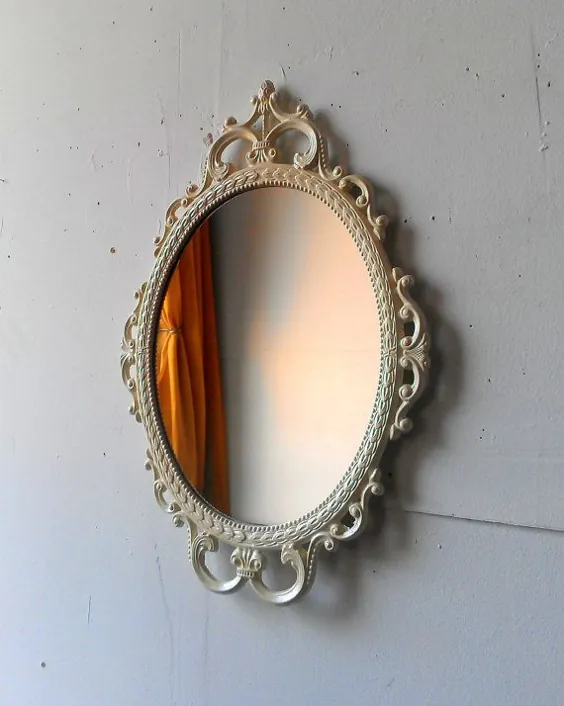 آینه بیضی تزئین شده در قاب فلزی Vintage 17 12 12 اینچ |  اتسی