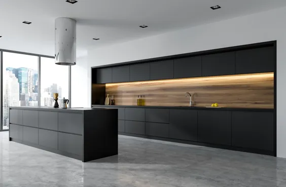 آشپزخانه آلمانی سیاه و سفید شفق قطبی |  بهترین مواد و پایان