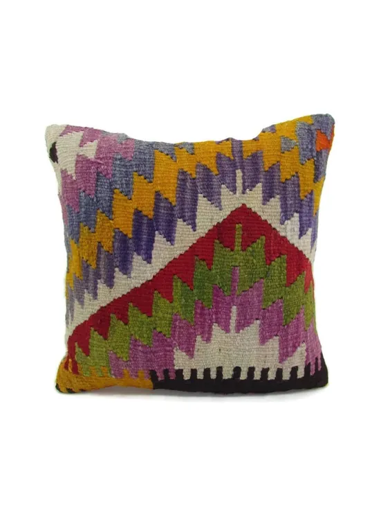 روکش بالش گلیم ترکی 16x16 Boho Decor Pillow | اتسی