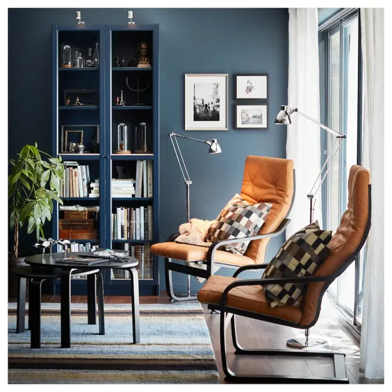 کتابخانه BILLY با درهای شیشه ای ، آبی تیره ، 31 1 / 2x11 3 / 4x79 1/2 "- IKEA