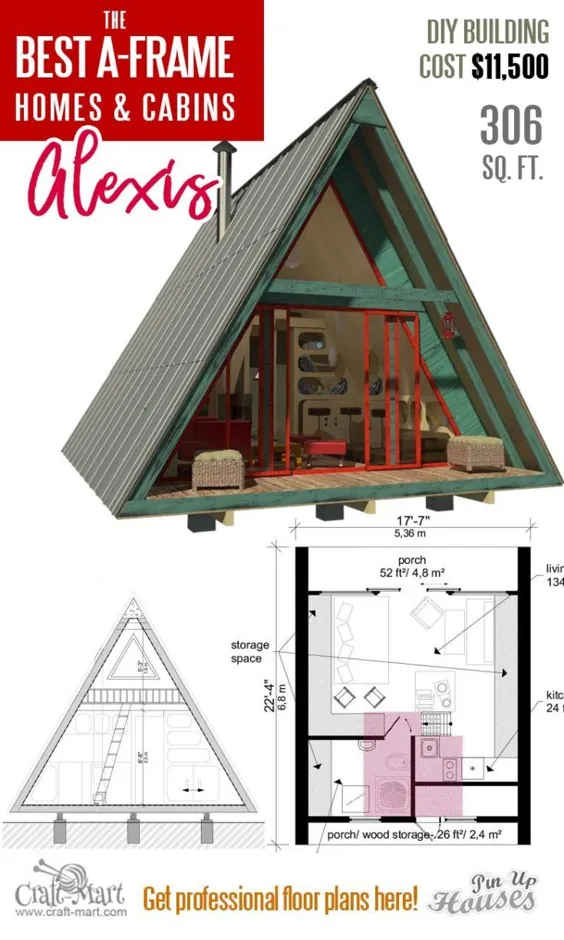 طرح های جالب خانه کوچک با فریم A (به علاوه کابین ها و سوله های کوچک) - Craft-Mart