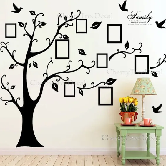 * عظیم * تابلوچسبهای دیواری درخت خانواده پرندگان قاب عکس دکوراسیون خانه دکوراسیون خانه