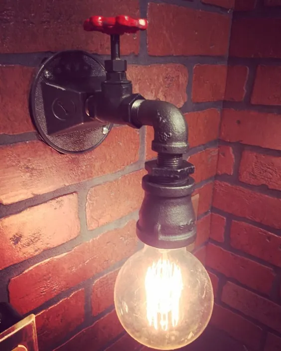 چراغ دیوارکوب صنعتی Steampunk با شیر عملیاتی |  اتسی