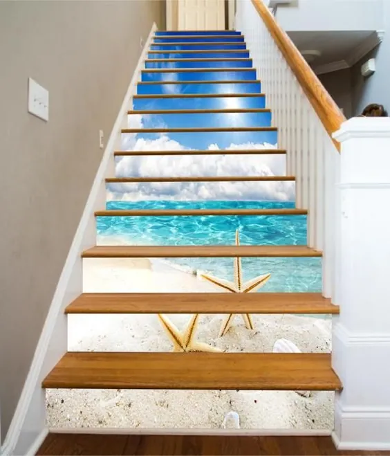 3D Sunny Beach SS0854 Pattern Tile Marmer Stair Risers |  اتسی