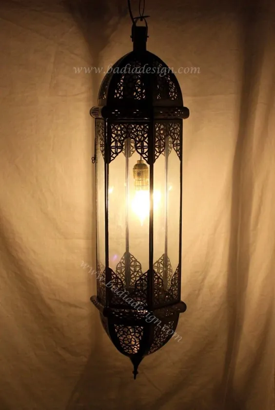 فانوس آویز مراکشی با شیشه شفاف - LIG128
