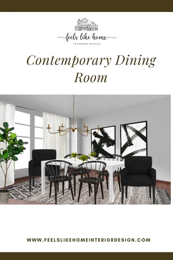 اتاق ناهار خوری معاصر سیاه و سفید - احساس خانه است