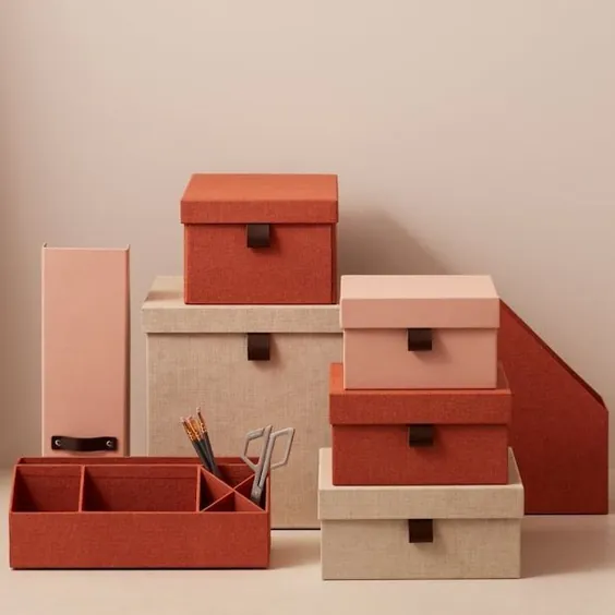 جعبه های ذخیره سازی OUI X BIGSO TILLY NESTED BOXES PINK ORANGE مجموعه 3