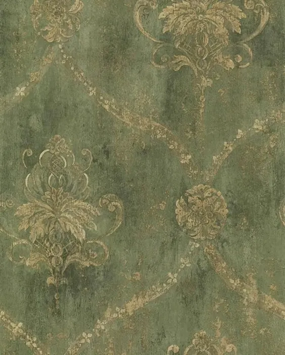 Wearched Green Harlequin Open Damask Wallpaper Regal |  اتسی