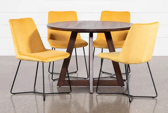 میز ناهار خوری 5 تکه را با صندلی های جانبی زرد Sable پاک کنید