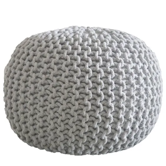 AANNY Designs Lychee Modern Light Grey Pouf Ottoman پنبه در خاکستری | JJS01161