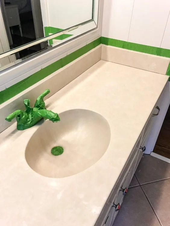 پیشخوان سینک ظرفشویی حمام نقاشی شده DIY