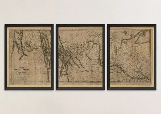 لوئیس و کلارک نقشه چاپ نقشه عتیقه نقشه مجموعه 1814 بایگانی |  اتسی