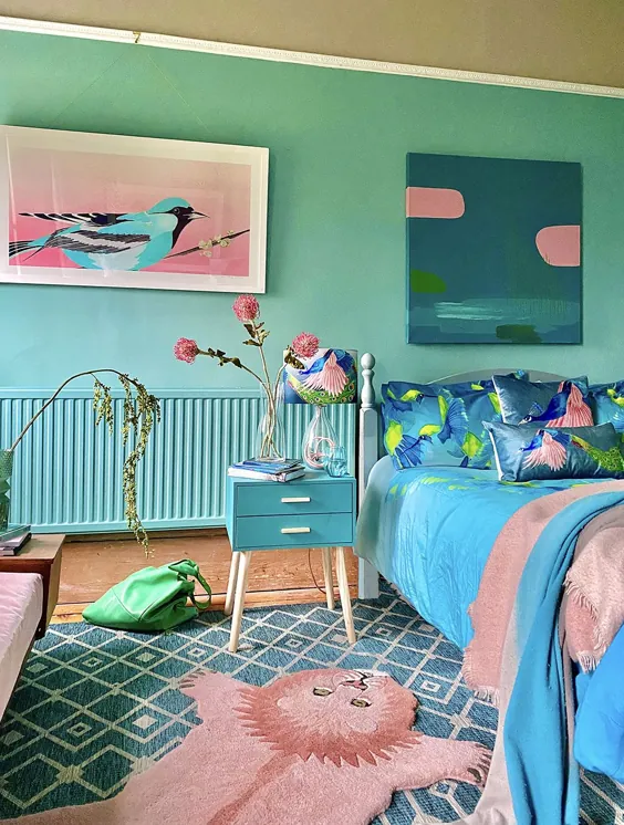 تور خانه: خانه خیره کننده یک هنرمند بریتانیایی در لندن با رنگ های تازه ، پاستلی و نقاشی دیواری رنگارنگ |  آودنزا