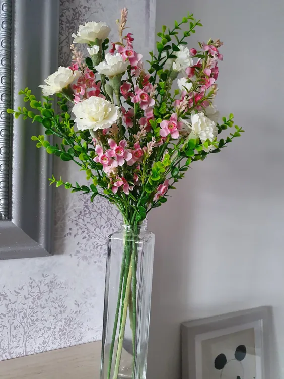 نمایش گل شکوفه های گل صورتی و سفید دسته گل |  اتسی