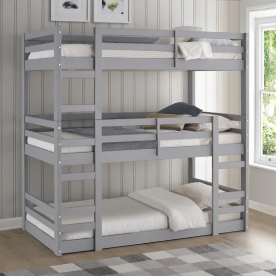 تخت تختخواب سفری سه تخته جامد چوبی به رنگ خاکستری - واکر ادیسون BW3TOTGY