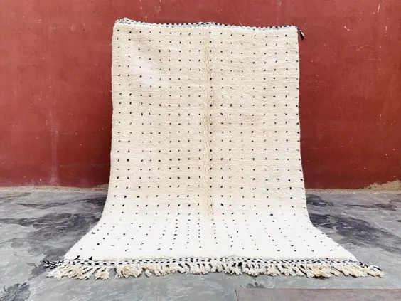 فرش باشکوه Beni ourain Moroccan Rug 5x8 Authentic White فرش |  اتسی