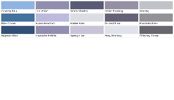 لورا اشلی - مجموعه رنگ - نمونه ها ، نمونه ها ، تراشه های رنگ ، پالت ها