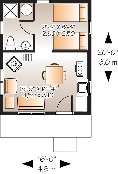Cabin Style House Plan 76163 با 1 تخت ، 1 حمام