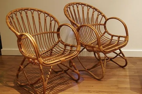 Viggo Boesen / Franco Albini الهام بخش مجموعه ای از 4 صندلی بامبو خیزران خیزران - فروخته شده