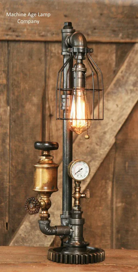 Steampunk Industrial، Antique Brass Oiler Gauge Lamp - # 850