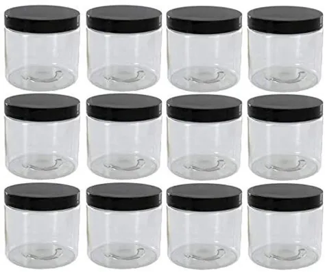 شیشه های پلاستیکی شفاف 8oz با برچسب های خالی (پلاستیک PET بدون BPA) (12 تعداد)