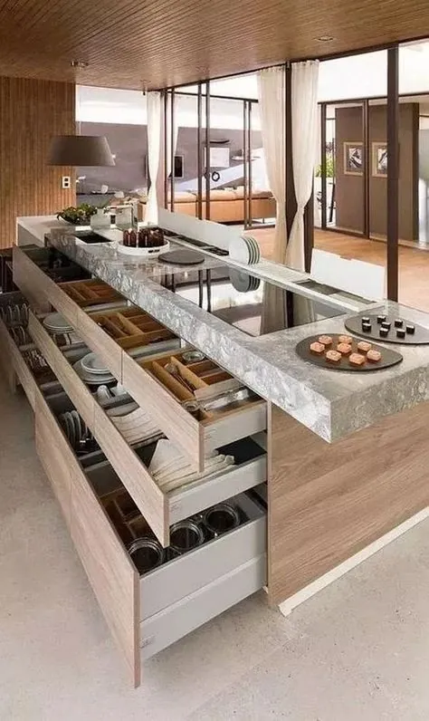 30 ایده جزیره آشپزخانه برای افزودن ترکیب کاملی از درام و طراحی - Hike n Dip