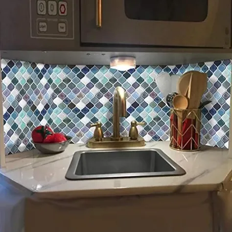 FAM STICKTILES Teal Arabesque Peel and Stick Tile for Backsplash آشپزخانه ، Stick on Tiles for Backsplash ، کاشی دیواری تزئینی ، کاشی هوشمند Smart and Stick Backsplash (5 صفحه)