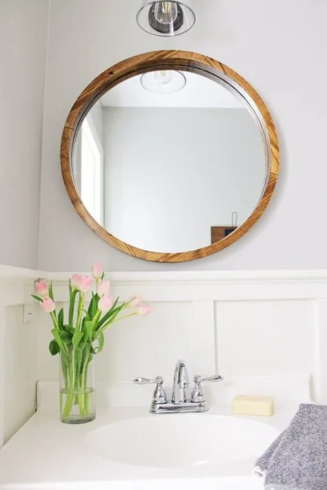 آینه گرد چوبی DIY
