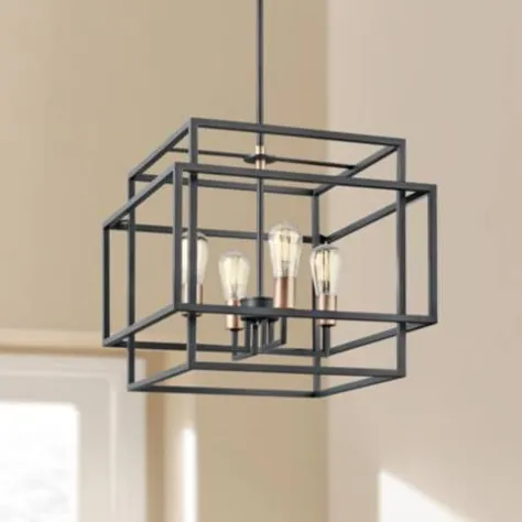 آویز کیشلر Taubert 18 "W Black Steel Open-Cube 4-light - # 18C69 | Lamps Plus