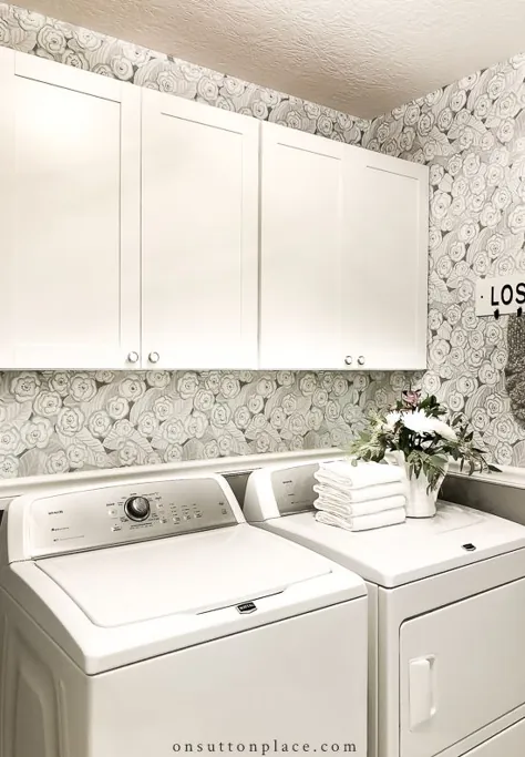 آرایش اتاق لباسشویی با کاغذ دیواری های لایه بردار و استیک