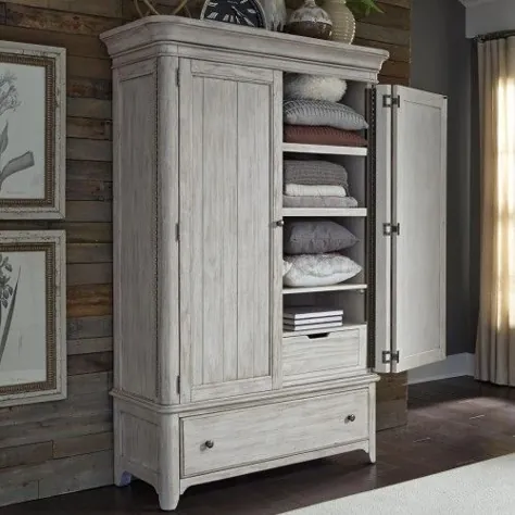 Liberty Furniture Farmhouse Reimagined 4pc Panel Bedroom Set in Antique White EST SHIP TIME IS 8-10 هفته