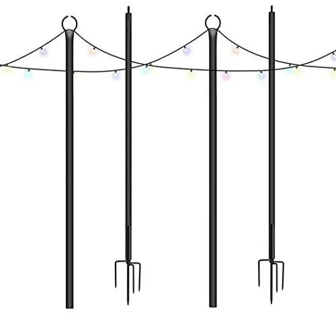 تابلوهای چراغ خارج رشته ای Brillihood ، پایه چنگال 4 شاخه 9Ft محکم برای چراغ های رشته ای آویز + مورد استفاده برای پاسیو ، حیاط خلوت ، باغ حیاط ، کریسمس ، دکوراسیون چراغ عروسی کافه ، 2 بسته