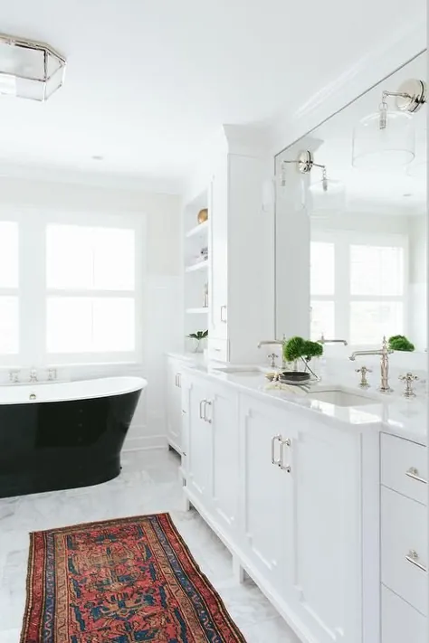 حمام سفید با وان چدن مشکی - انتقالی - آشپزخانه