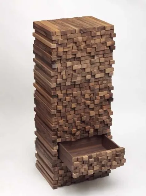 طراحی کابینت ذخیره سازی سنتی مبلمان چوبی با ظاهر پشته چوبی