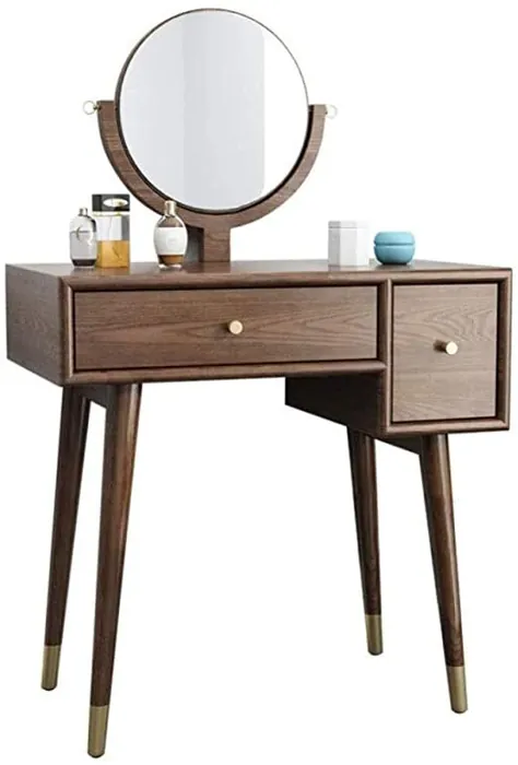میز توالت چوبی جامد خالص مدرن مینیمالیست آپارتمان کوچک اتاق خواب میز آراسته خاکستر چوب خاک اتاق خواب مبلمان میز غرور ، قهوه ای