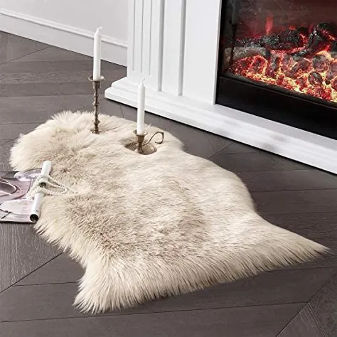 Soft Faux Sheepss Fur Area فرش مشکی خز روکش صندلی پد صندلی منطقه فازی فرش برای اتاق خواب مبل مبل اتاق نشیمن 2x3 پا SERISSA (شکل پوست گوسفند ، سیاه)