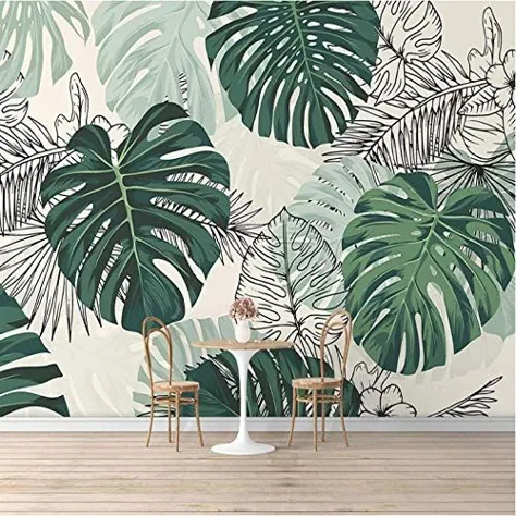 Lonfenner تصاویر پس زمینه 3D گیاهان گرمسیری مدرن عکس دیوار نقاشی دیواری اتاق نشیمن اتاق خواب بوم ضد آب دکوراسیون منزل -400X280Cm