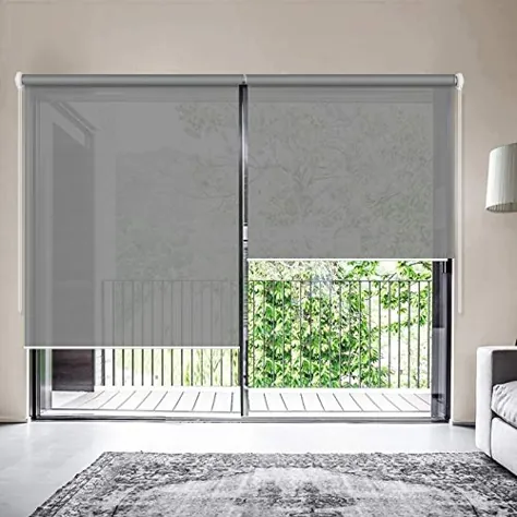 سایه های پنجره خورشیدی ZY Blinds ، 20 اینچ W x 36 "اینچ خاکستری تیره ، ارتقا Light دهنده فیلتر نور محافظت در برابر اشعه ماورا بنفش سایه های غلتکی حلقه سیم ضد آب برای ویندوز ، درب فرانسه ، درب کشویی