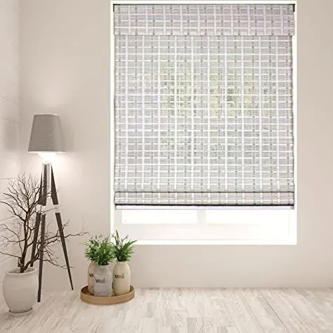 پرده های آلو Arlo Blinds Cordless Whitewash Bamboo Roman Shades Blinds - اندازه: 40 "W x 60" H ، سیستم بالابر بی سیم ایمنی و سهولت استفاده را تضمین می کند.