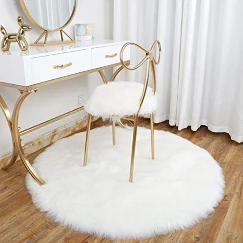 روفرشی به سبک پوست گوسفند فرش Faux (45 45 45 سانتی متر) روکش صندلی مصنوعی پشم گوسفند فرش های نرم و لطیف کرکی برای کف اتاق خواب (سفید)
