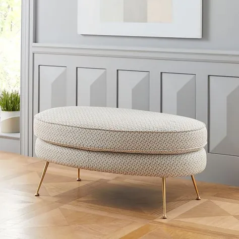 Pietro Middle Century Oval Ottoman