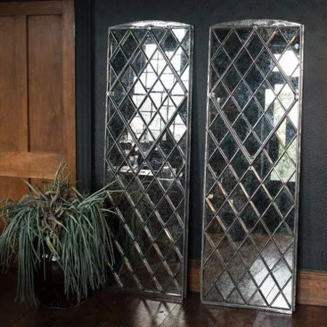 زوج آینه قاب پنجره چدنی آنتیک هارلکین-آینه-قاب-آینه-پنجره-نجات یافته-ذخیره شده [جفت / H86]
