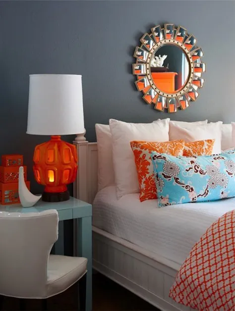 اتاق خواب نارنجی و آبی - معاصر - اتاق خواب - طرح K Mathiesen Brown
